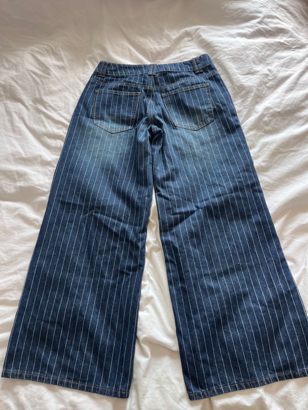 Edikted Dark Blue Pinstripe Wide-Leg Jeans - Picture 3 of 3